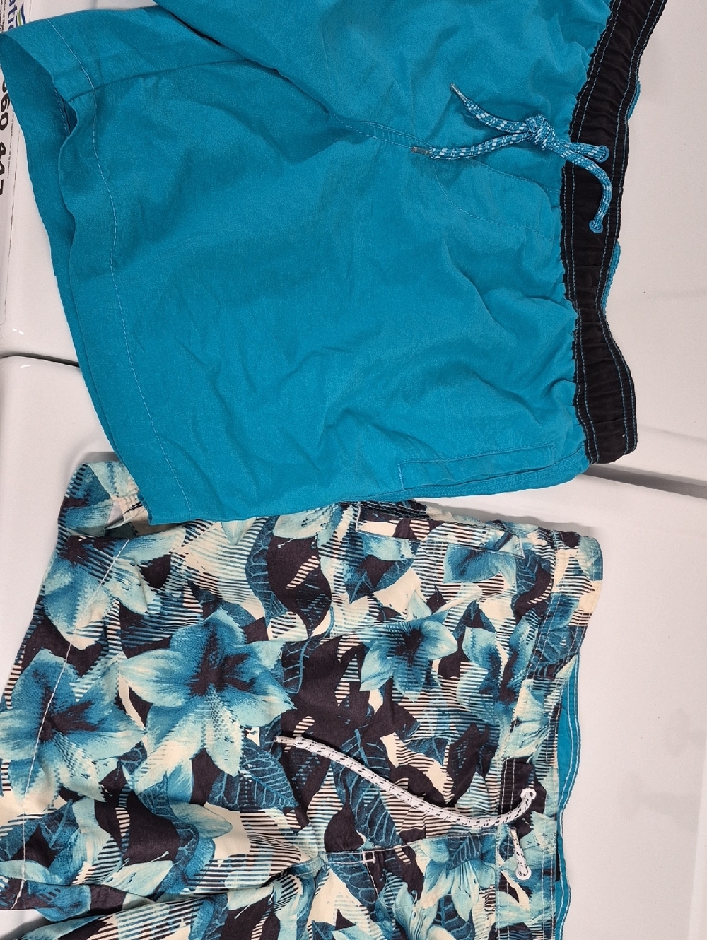 2 Turquoise Blue Floral Swim Shorts